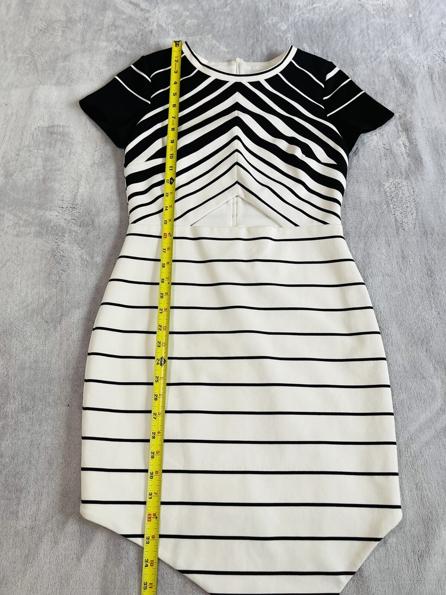 bec and bridge black and white striped dress Bec & Bridge Women Mini Dress 4 Black White Stripe Sleeveless Asymmetric  Hem