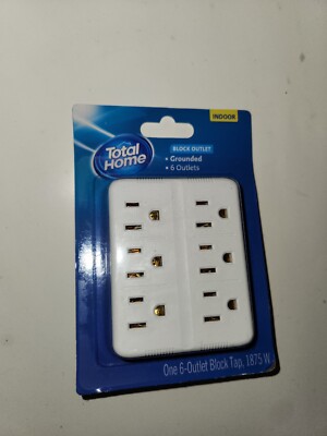 6 Grounded Outlets Tap Electric General Wall Outlet Extender 6 Prong Multi Plug 