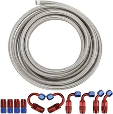 16FT 5/8'' Fitting Stainless Steel Nylon Braided CPE Oil 10AN Fuel Hose Line Kit