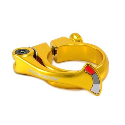 TOKEN Alloy Forged Shark Tail QR Seat Post Clamp 34.9mm , Gold