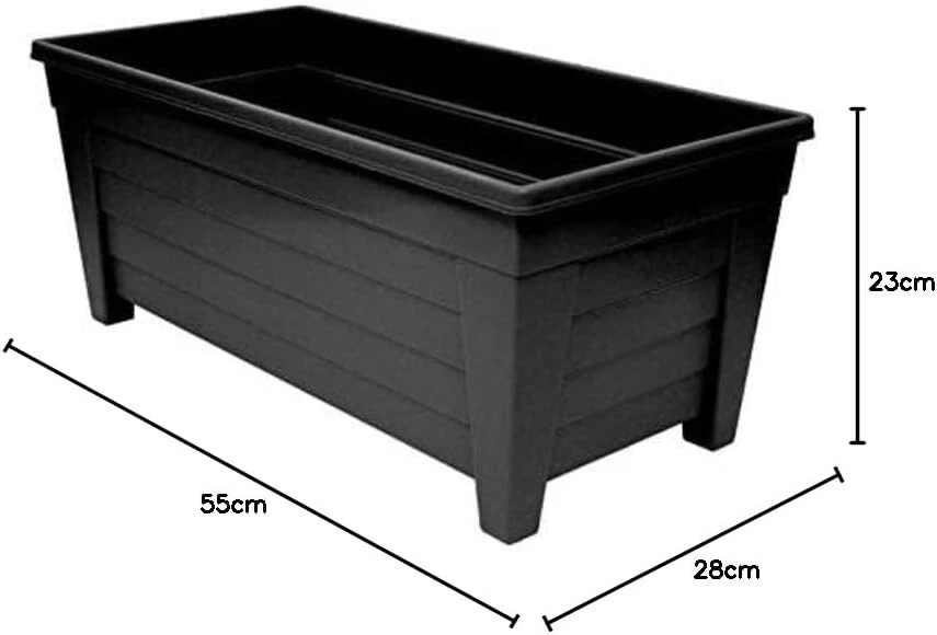 Elegant 55cm Black Trough Planter - Perfect for Indoor & Outdoor Gardens - Image 4 of 4