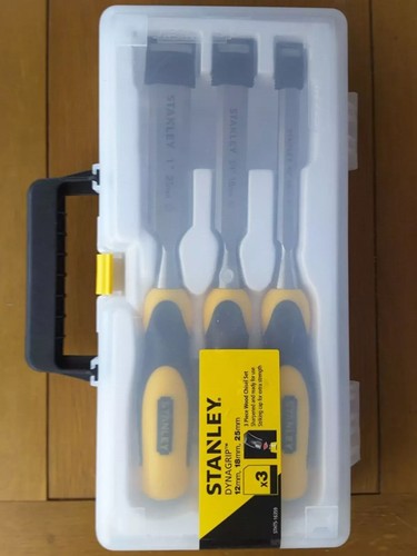 BRAND NEW Stanley DyanaGr Bevel Edge Chisel Thru Tang 3 Piece Set 12, 18 & 25mm