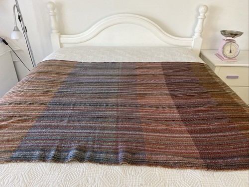 Colourful Stripe / Check Wool Blend Long Single Remnant Blanket 240 cm x 110 cm - Picture 12 of 15