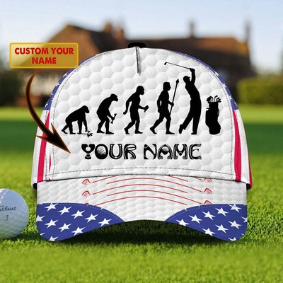 Personalized Progress Of A Golf Master 3D Cap Hat, I Love Golf Full Print White