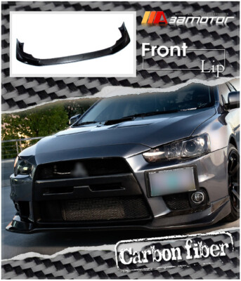 Carbon Fiber V Style Front Bumper Lip Spoiler fits Mitsubishi Evolution X EVO 10