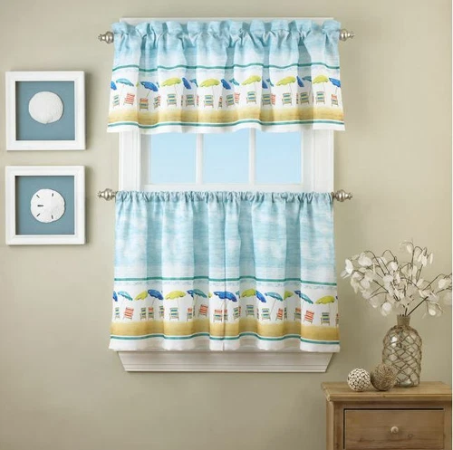 Let's Go To The Beach Ocean View Blue Skies Vibrant Window Valance,60" x 16-NEW