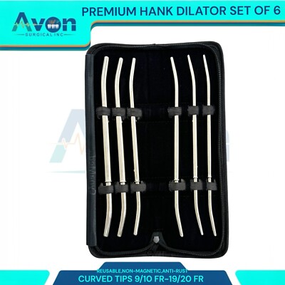 Premium 6 Pcs Hank Uterine Dilator Set 11  Curved Double Ended OB/GYNE Instrumts