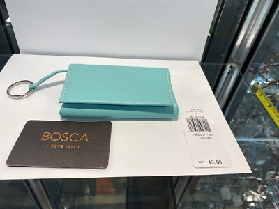Bosca Luscious Turquoise / Ivory  Zippered Key Pouch