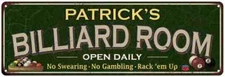 PATRICK'S Billiard Room Sign Green Metal Game Room Gift Decor 106180106045