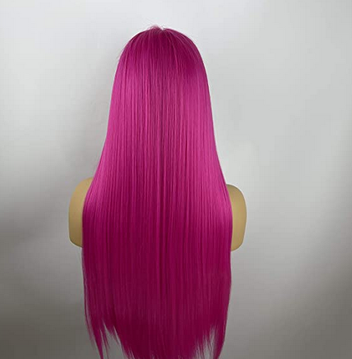 Pink Lace Front Wigs Straight Synthetic Hair Wig High Temperature