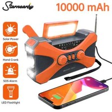 Emergency Flashlight 10000mAh Power Bank Rechargeable Radio Hand Crank Solar USB