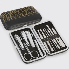 12pcs Pedicure / Manicure Set Nail Clippers Cleaner Cuticle Grooming Kit Case US