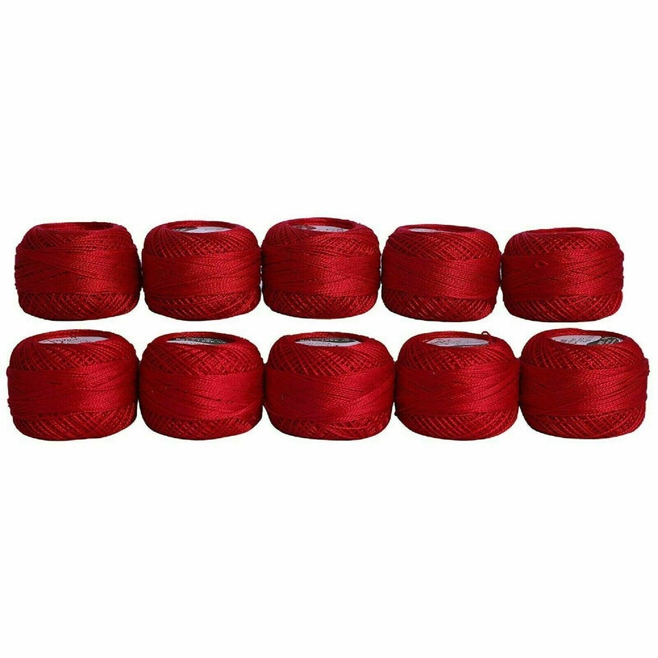 Red Rose Cotton Crochet Thread Red Knitting Mercerized Yarn Ball Lot of ...