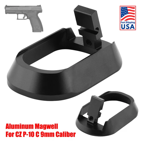 Tactical Aluminum Magwell for CZ-P10C (P-10 C) 9mm Black 1PCS