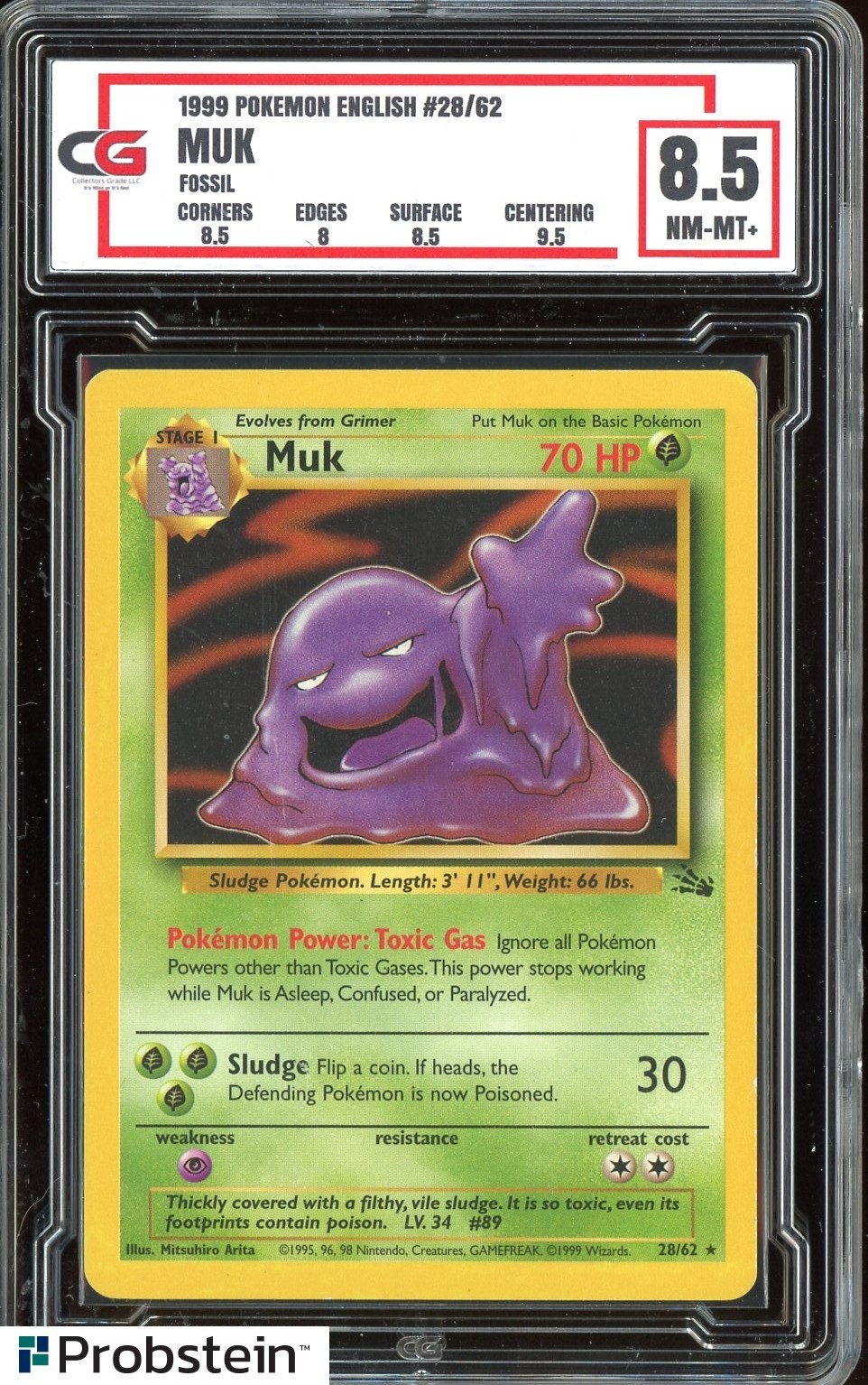 1999 Pokemon Fossil #28/62 Muk CG 8.5 NM-MT+