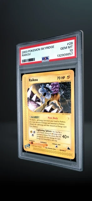 Pokemon Skyridge Rare Raikou Card PSA 10 Gem Mint 28/144