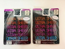 Vintage Karol Lynn Ultra Sheer - Super Queen 5X 6X - Black Pantyhose - Lot of 2