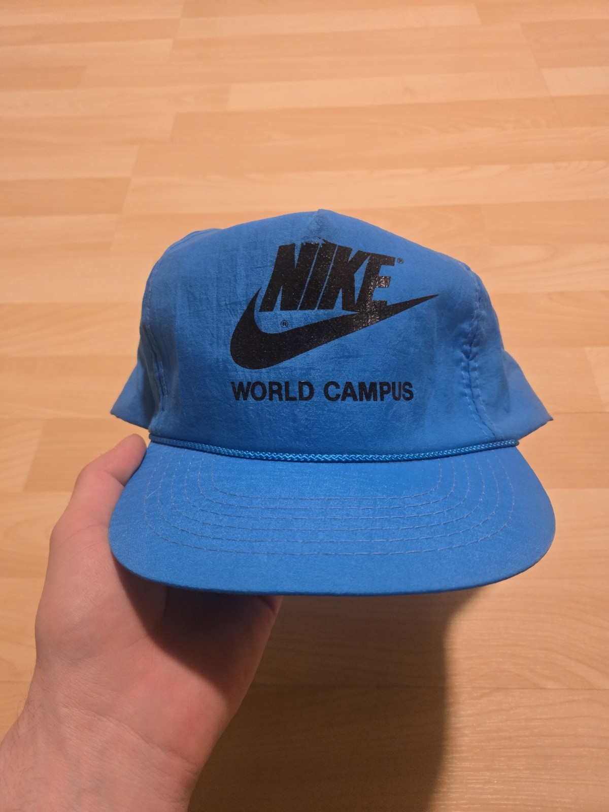 Nike World Campus Employee Neon Blue Hat Cap Snapback Nylon Rope Rare Swag