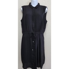 Mossimo Black Hidden Button Up Sleeveless Shirt Dress Large Lightweight Flowy