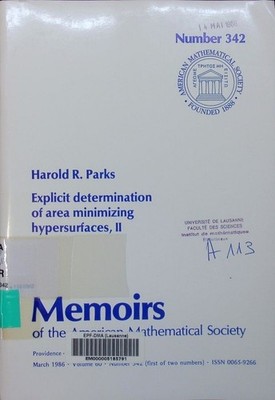 Explicit determination of area minimizing hypersurfaces, II Harold R. Pa 2499818