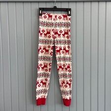 Hanna Andersson Pajama Bottoms 6-7 White Red Reindeer
