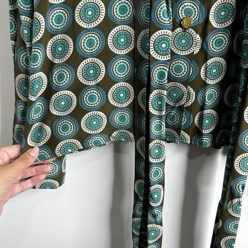 Tory Burch Women’s 100% Silk Signature Medallion Print Bow Tie Neck Blouse Sz 4 - Picture 7 of 14