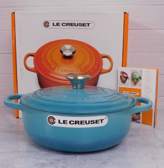 Le Creuset Signature Cast Iron 3.5 Quart Sauteuse, Caribbean Teal