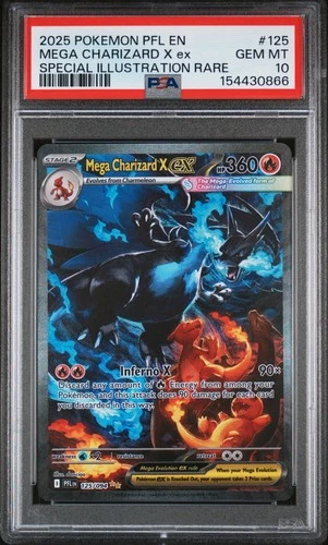 2025 POKEMON PFL SPECIAL ILLUSTRATION RARE #125 MEGA CHARIZARD X EX PSA 10