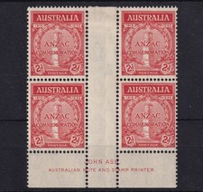 Australia 1935 2d ANZAC John Ash Block Of 4 MNH BP17570