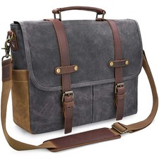 NEWHEY Mens Messenger Bag 15.6 Inch Business Office Work Briefcase Grey  Wat...