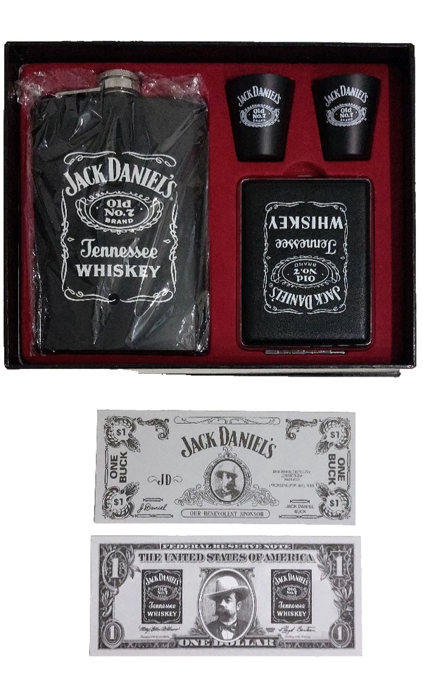 2x Jack Daniels - Flachmann Set + 2X Jack Daniels Dollarnoten - Bild 3 von 4