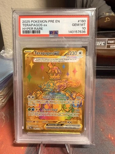 2025 POKEMON PRE EN-PRISMATIC EVOLUTIONS HYPER RARE #180 TERAPAGOS EX PSA 10