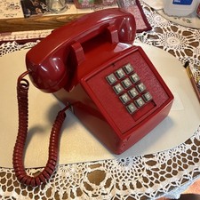 Vintage 1986 Cortelco Red 2500 Series Desk Telephone