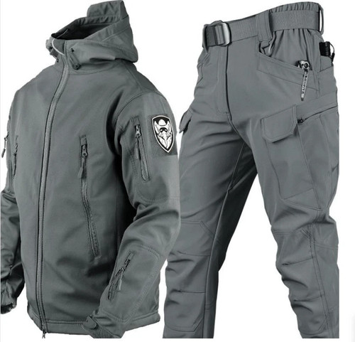 Warm Hooded Jacket Mens Combat Waterproof Tactical Coat With PANT Set UK Outdoor - Picture 31 of 40