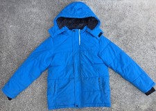 WANTDO Boys Blue Waterproof Removable Hood Lined Zippered Jacket Size 10-12