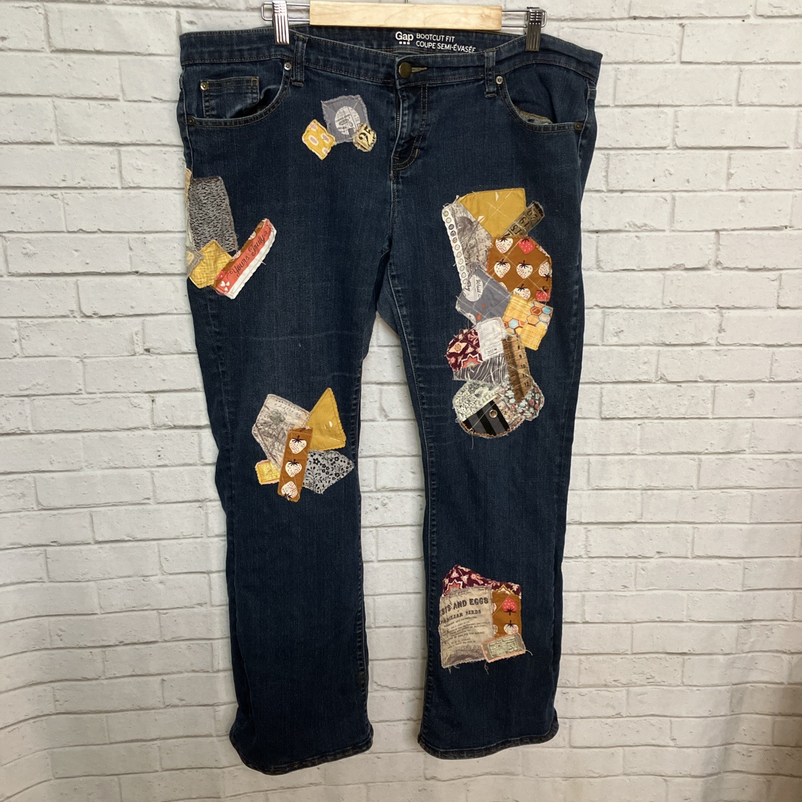 Handmade Patchwork Jeans Upcycled Boho Denim GAP … - image 1