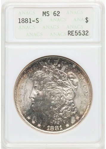 1881-S $1 Morgan Silver Dollar ANACS "soapbox' (Toned) MS 62