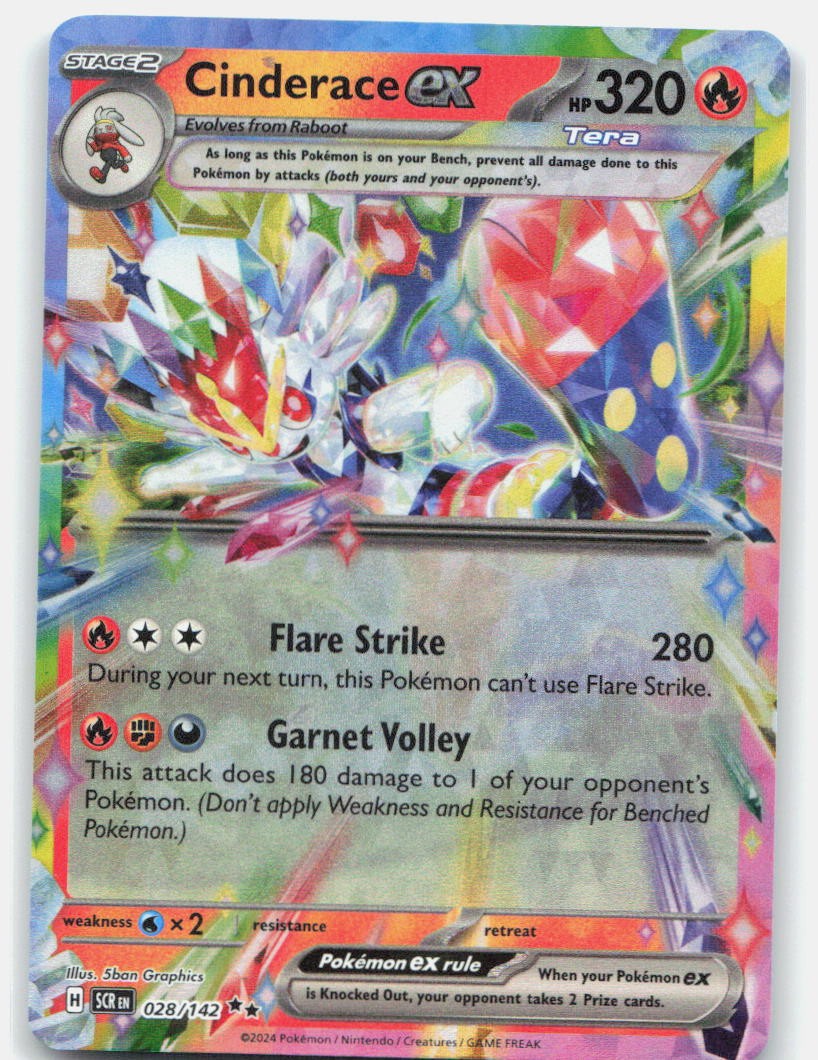 Cinderace ex 28/142 Double Rare Stellar Crown Pokemon Near Mint