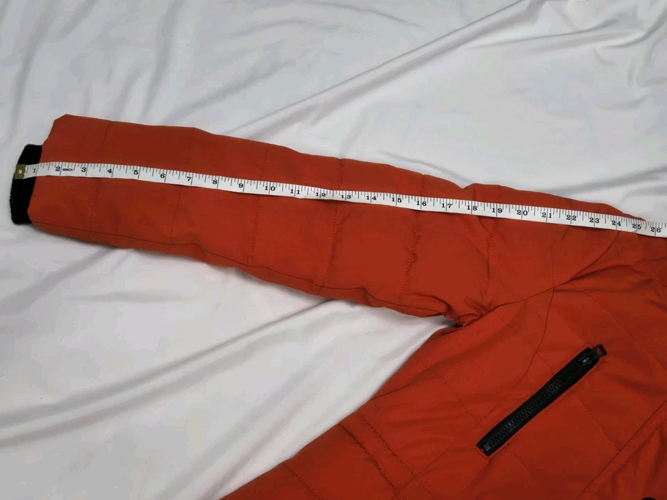 Chaqueta Abrigo Guess Para Mujer Los Ángeles Naranja Imitación Piel Borde Capucha Puffer Talla Mediana Foto 4 de 4