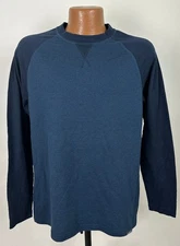 Eddie Bauer Shirt Men Medium Raglan Jersey Navy V-Stitch Minimal Blank Outdoors