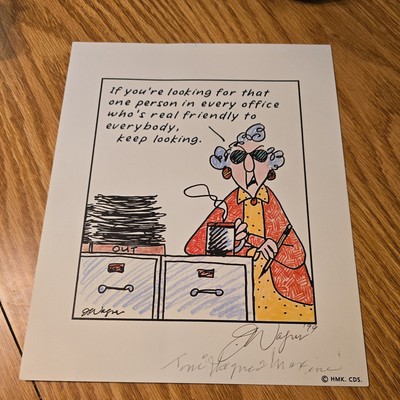 MAXINE  *Signed* by John Wagner Hallmark print. 8'' x 10'' framed 9''X11'' OFFICE