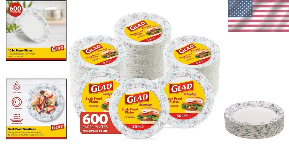 Sturdy Blue Paper Plates - 10" Round, Soak Proof, 12x50 Pack - image 2 of 4