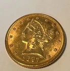 1897 Gold US $5 Five Dollar Liberty Head Half Eagle Coin