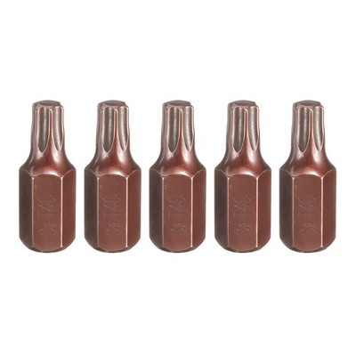 5pcs T40 Torx Screwdriver Bit with 10mm Hex Shank 30mm Length S2 Steel