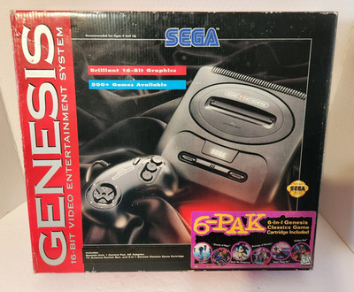 Sega Genesis Model 2 Console Complete in Box 6 Pak System -- Tested and Working