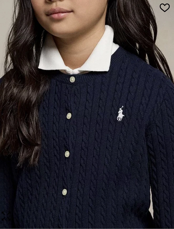 Cárdigan de algodón tejido con cable Polo Ralph Lauren para niñas talla L (12/14) como nuevo Foto 3 de 4
