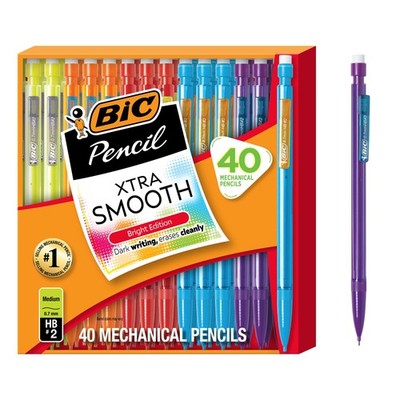 BIC Xtra Smooth Mechanical Pencil 0.7mm Medium Refillable Retractable 40-Pack