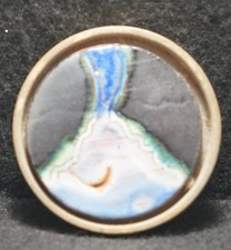 WK27135 AMAZING VINTAGE 1970s MULTI-COLOR STONE NATURE ARTWORK BELT BUCKLE