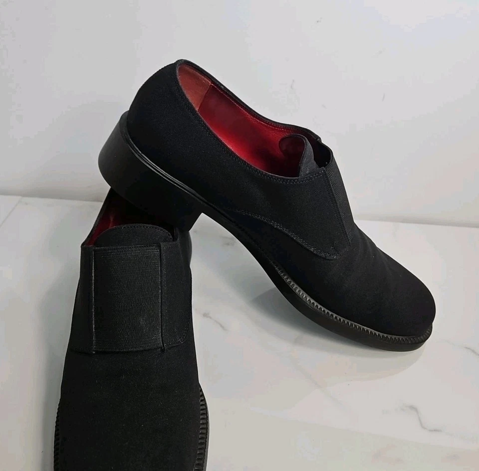 Salvatore Ferragamo Sport Black Nylon Streach Oxford Loafer 8.5 Made In Italy  - Image 2 of 4