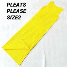 Excellent Condition PLEATS PLEASE Slit Long Dress Yellow